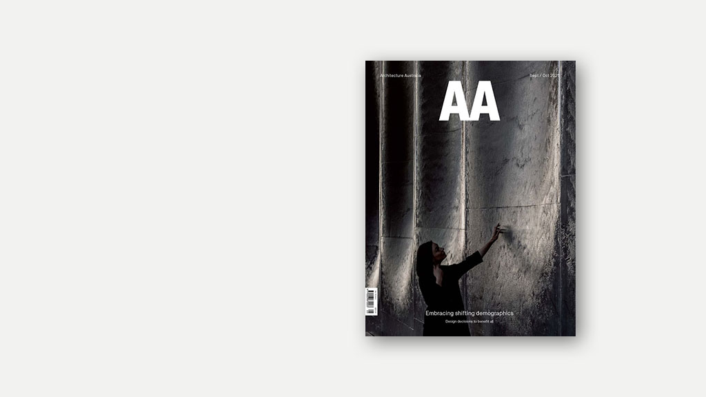 A photograph of Architecture Australia Magazine that includes an essay by Damian Madigan.