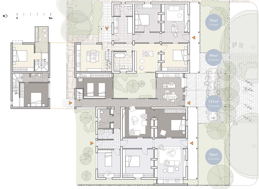 A floor plan showing a design study from Damian Madigan's PhD thesis titled "Alternative Infill".
