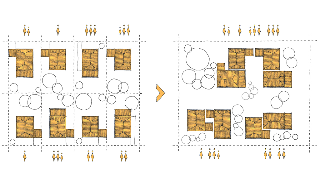 A diagram by UniSA architecture students from the "Innovation in Social Housing" project. The diagram shows alternative ways to arrange the housing to foster connectivity.
